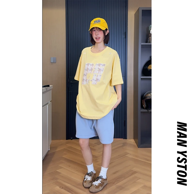 美式300g重磅白色T恤短袖男款夏季国潮休闲情侣纯棉半袖体恤百搭