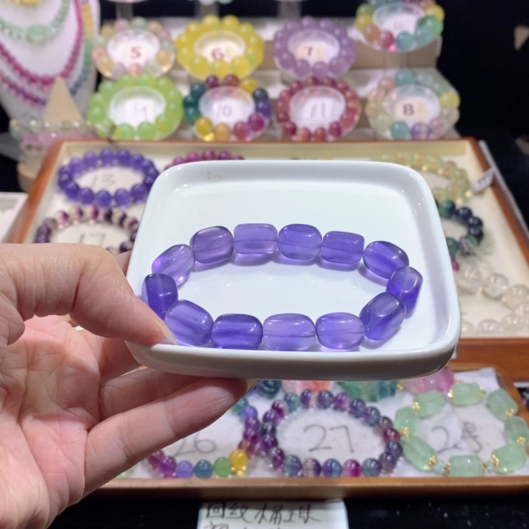 未镶嵌手链萤石薰衣草紫糖豆