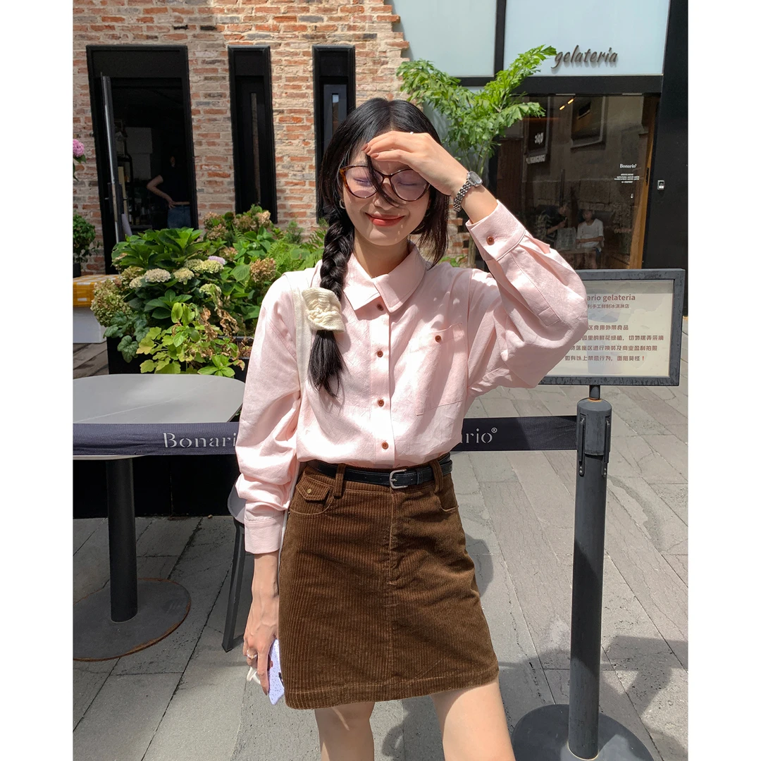 【西西里安】 希塞尔柔感~早秋多穿法可叠领韩感衬衫