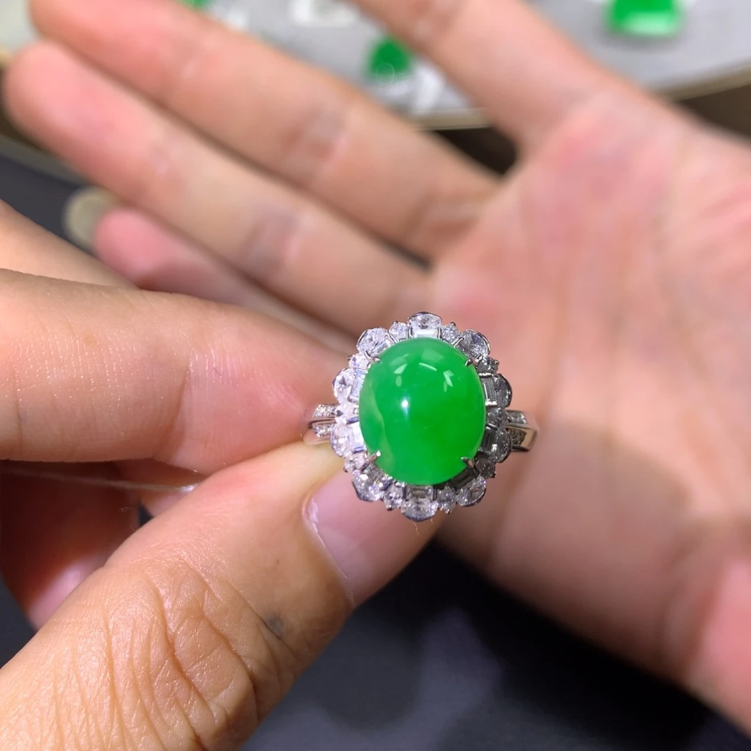 翡翠戒指18K金镶嵌两用款