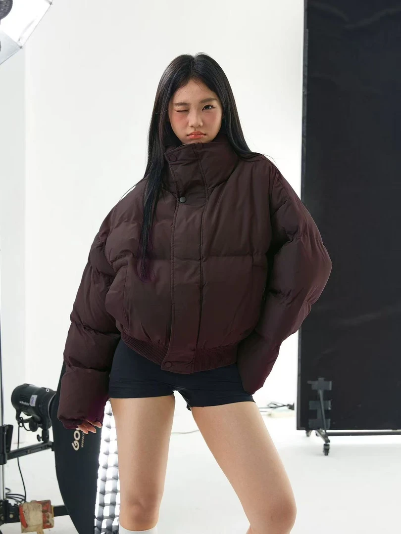 D3-2-3两色"单排扣“立领棉服外套