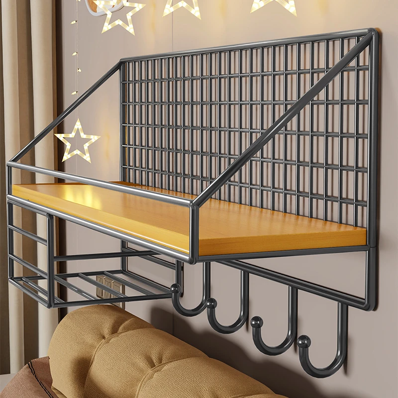 免打孔墙上置物架宿舍床头挂篮学生卧室零食收纳架墙面壁挂书架子