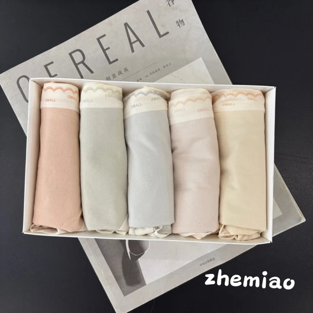 zhemiao女士中腰小米格多巴胺风格简约舒适透气内裤