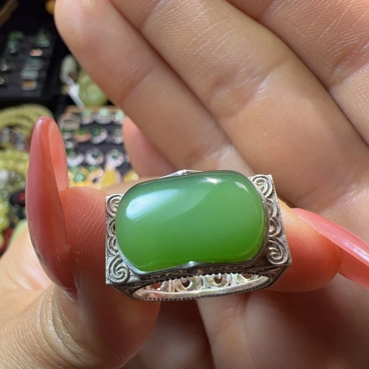 和田玉（碧玉）颈饰银S925镶嵌