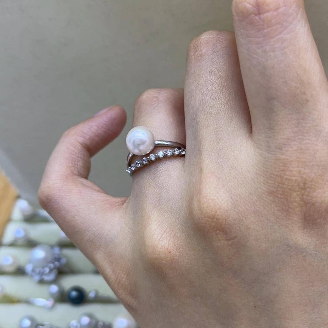 海水珍珠戒指银S925镶嵌
