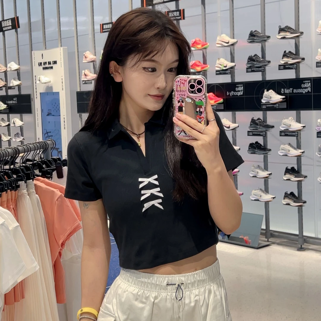 NIKE耐克女子NSW SS RIB POLO GCEL黑色休闲时尚短袖IM3393-010