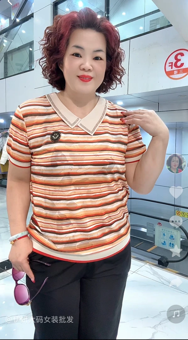 上衣橙色85602#网红短袖2025春季大码时尚洋气热卖百搭休闲高品质