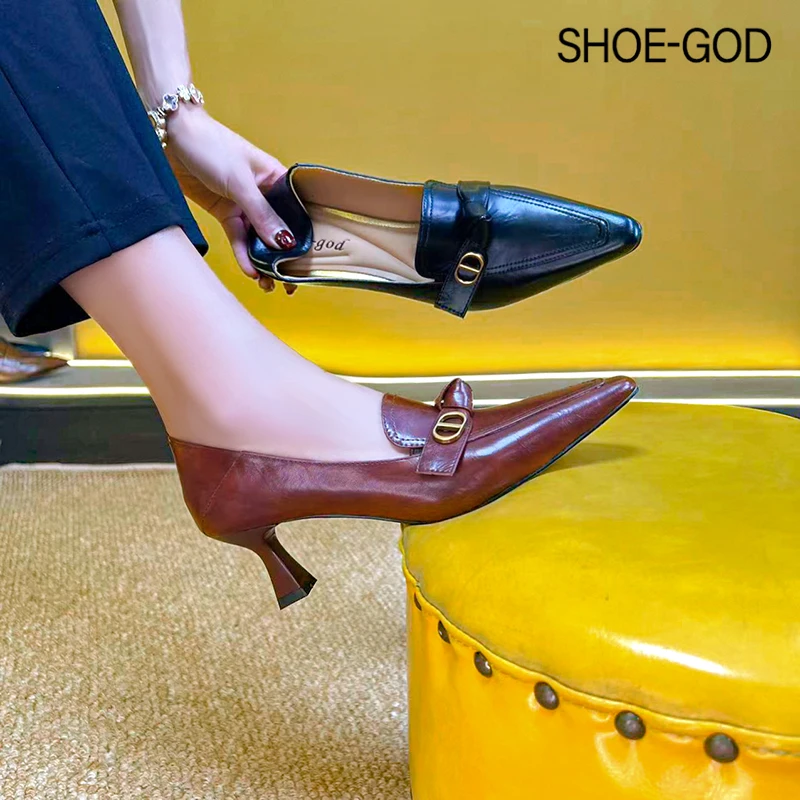 牛皮5厘米 2024年秋季新款气质百搭尖头细跟中跟口单SGD027