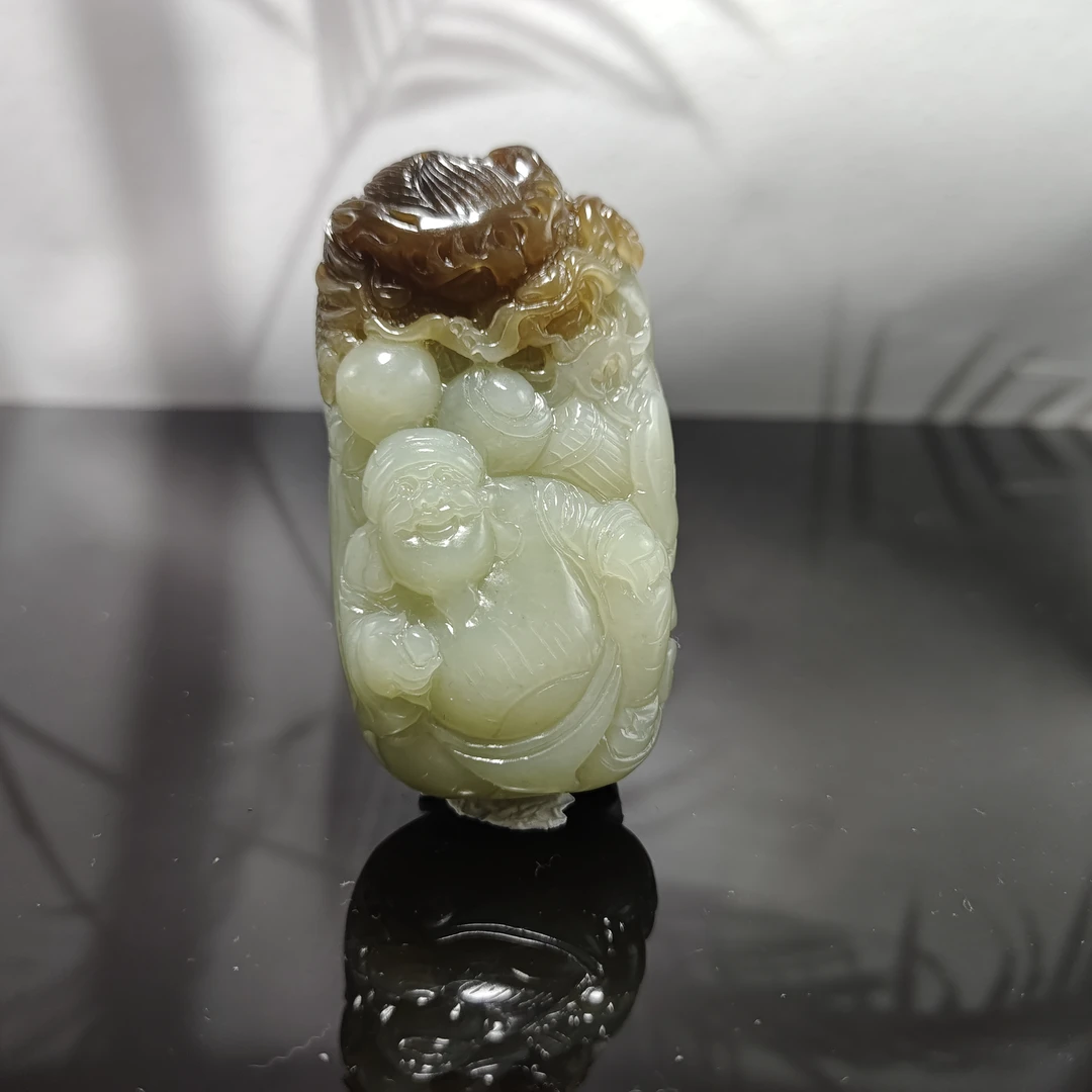 S和田玉御龙财神手把0445