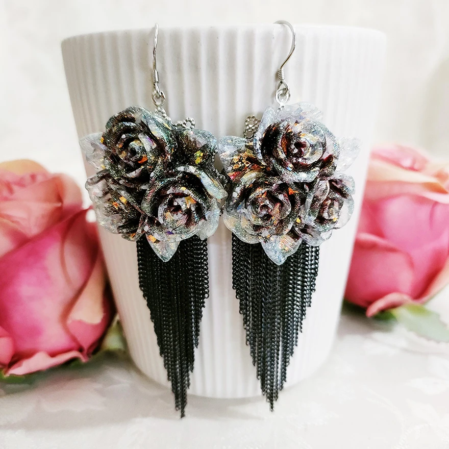 铜合金耳饰 波西米亚纯手工夸张大花卉流苏耳坠1107