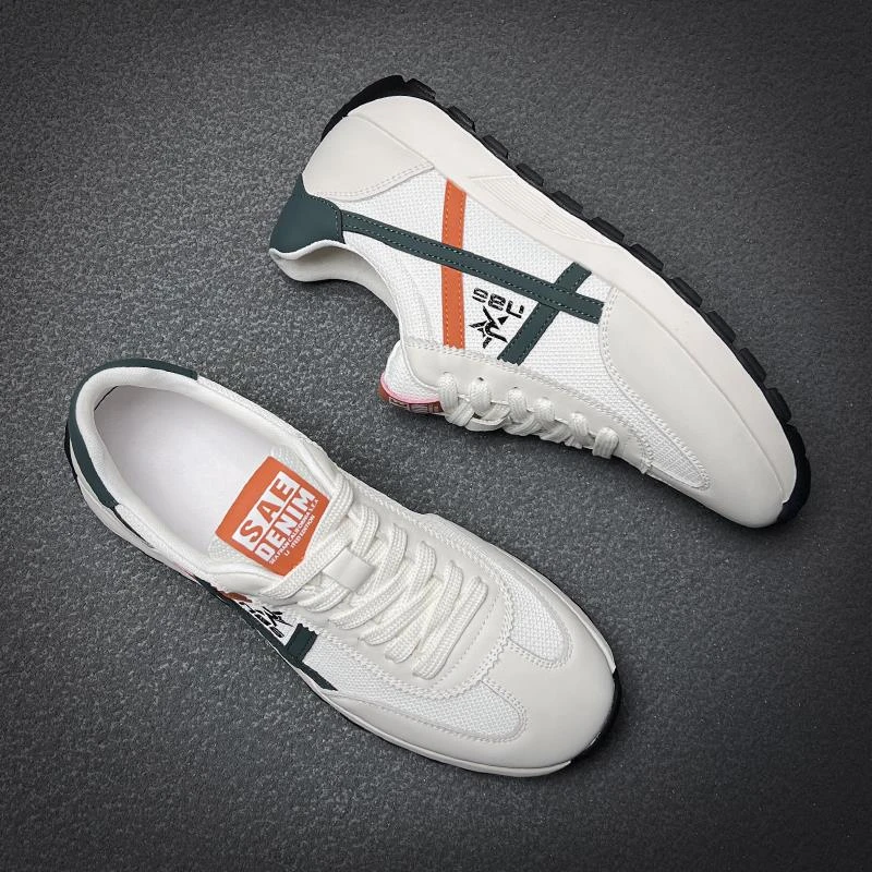 HKHY夏季新款真皮拼网面德训鞋欧洲站休闲男鞋软底透气百搭阿甘鞋