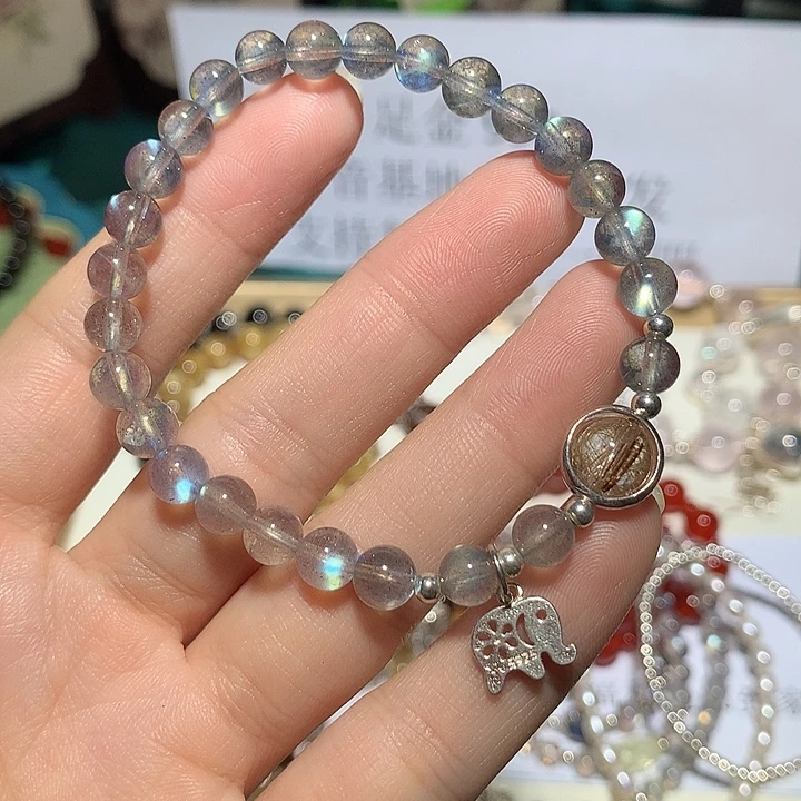 银S925镶嵌烟晶手链