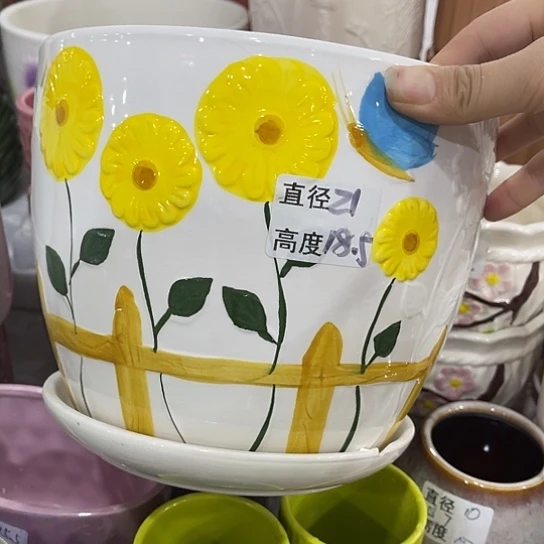多肉绿植陶瓷花盆9.9包邮，有孔