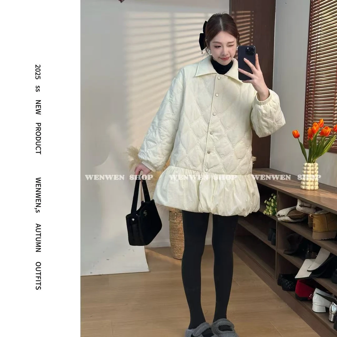 【小闻定制】秋冬新款时尚轻薄羽绒服中长款暗扣连衣裙258095