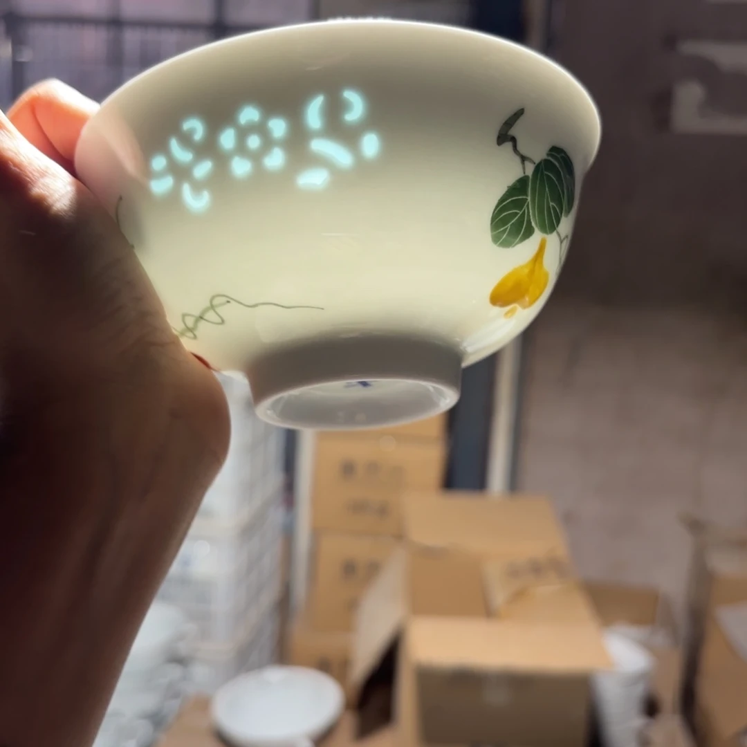 玉瓷景德镇陶瓷米饭碗微瑕两只