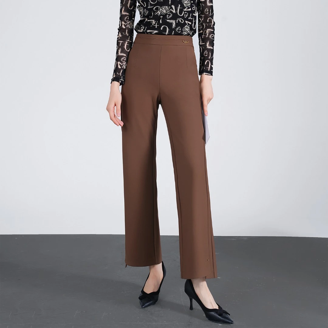 【春季上新】高腰垂感法式设计感时尚洋气百搭气质休闲微喇裤AQ2660