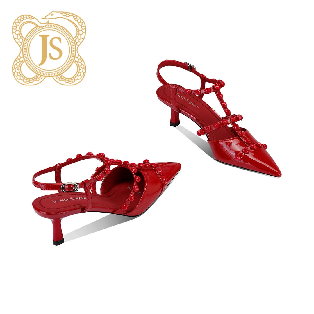 已开价，7722L651Z气质时尚百搭女士夏季红色尖头时装凉鞋女春季