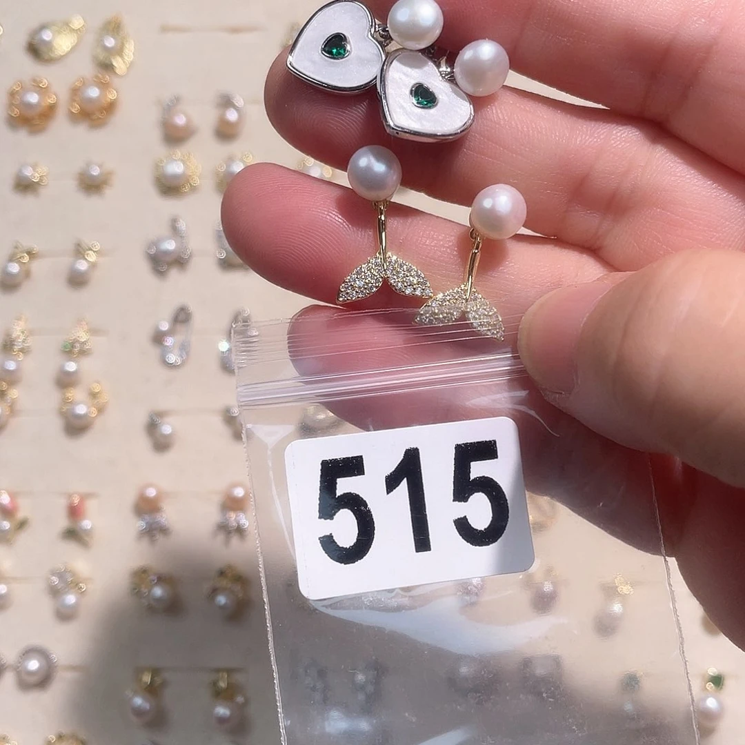 合金淡水珍珠耳饰阿