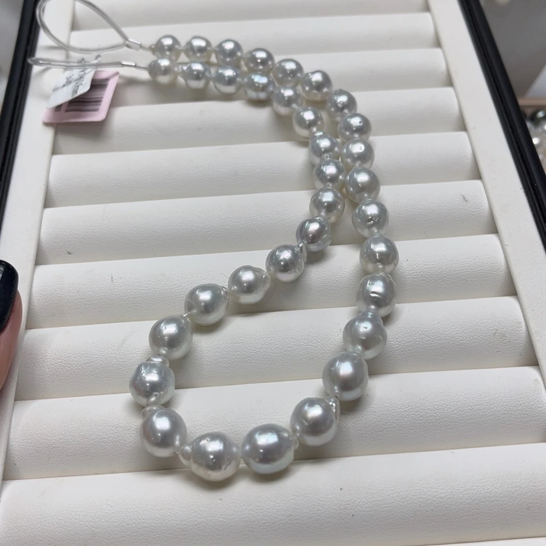 未镶嵌海水珍珠上新澳白银蓝光项链9-11mm