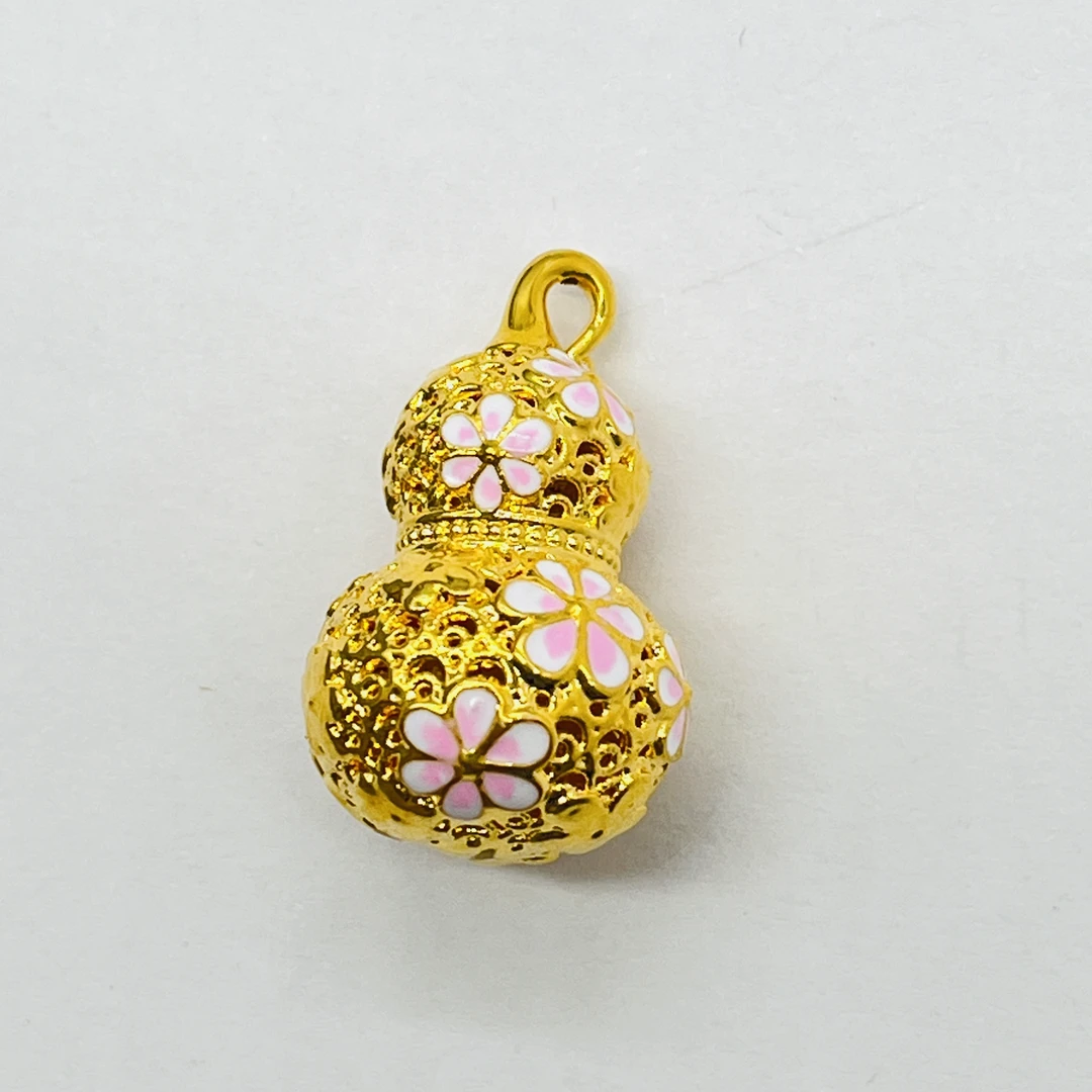 足金饰品/珐琅花丝桃花葫芦/1.10/1B5E2995/K