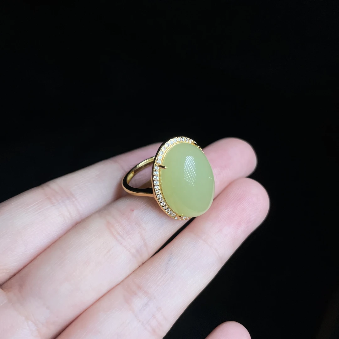 【玉总珠宝】925银和田玉戒指首饰贵气礼物多样性发一CAN3040100