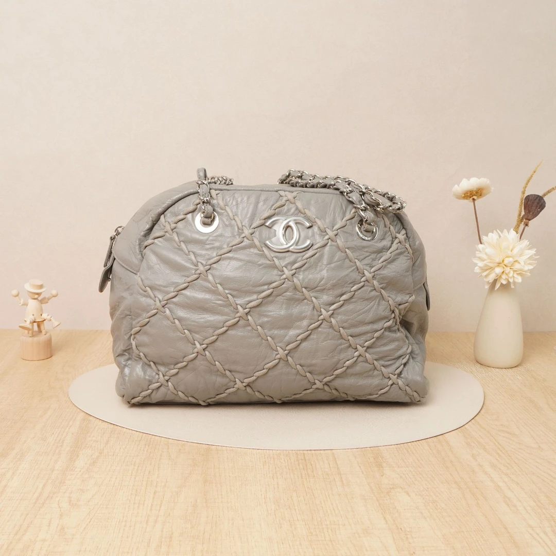 95新 Chanel/香奈儿 香奈儿保龄球手提中古灰色DS029154
