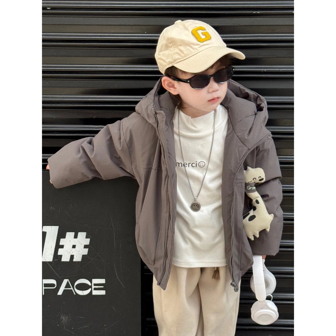 溯源2025年冬季新款男童新国标白鸭绒羽绒服保暖外套宽松韩版潮
