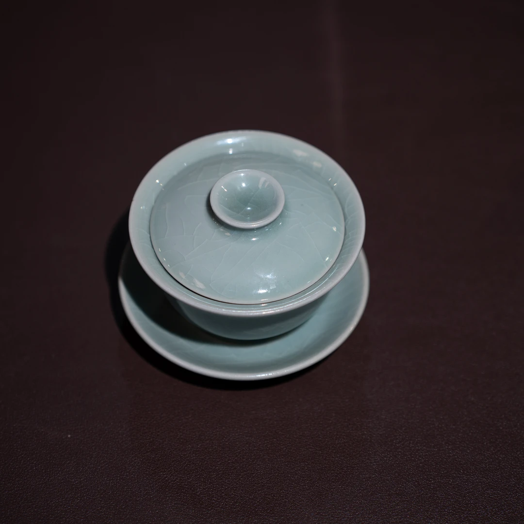 中瓷瓷器--天青色三才盖碗（汝瓷）