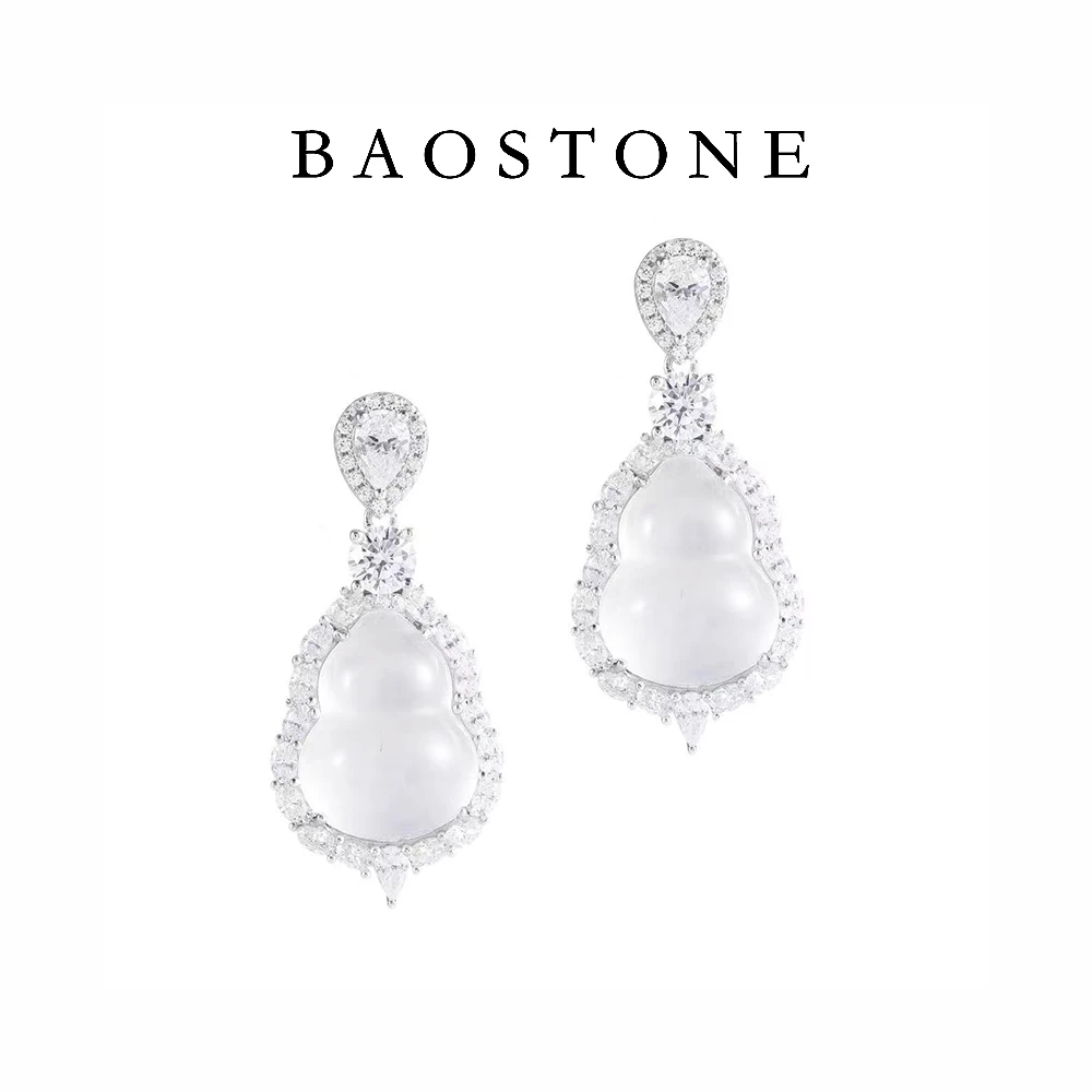 BAOSTONE 925银合成锆石耳饰 白葫芦【心缇】耳坠时尚精致轻奢e259