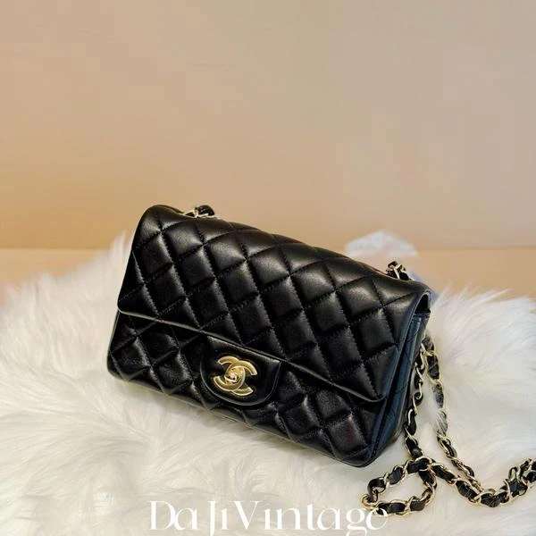 99新 Chanel/香奈儿 大吉中古/Chanel香奈儿黑金大mini斜挎包