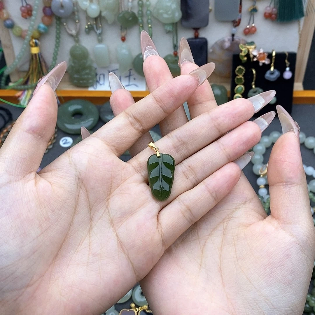 和田玉银S925镶嵌吊坠(不含链)