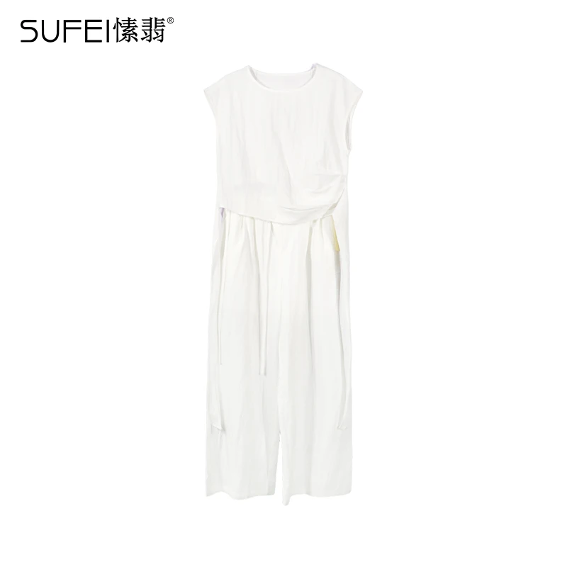 SUFEI/愫翡S52TK0739A 夏季新款简约纯色两件套裤 0739