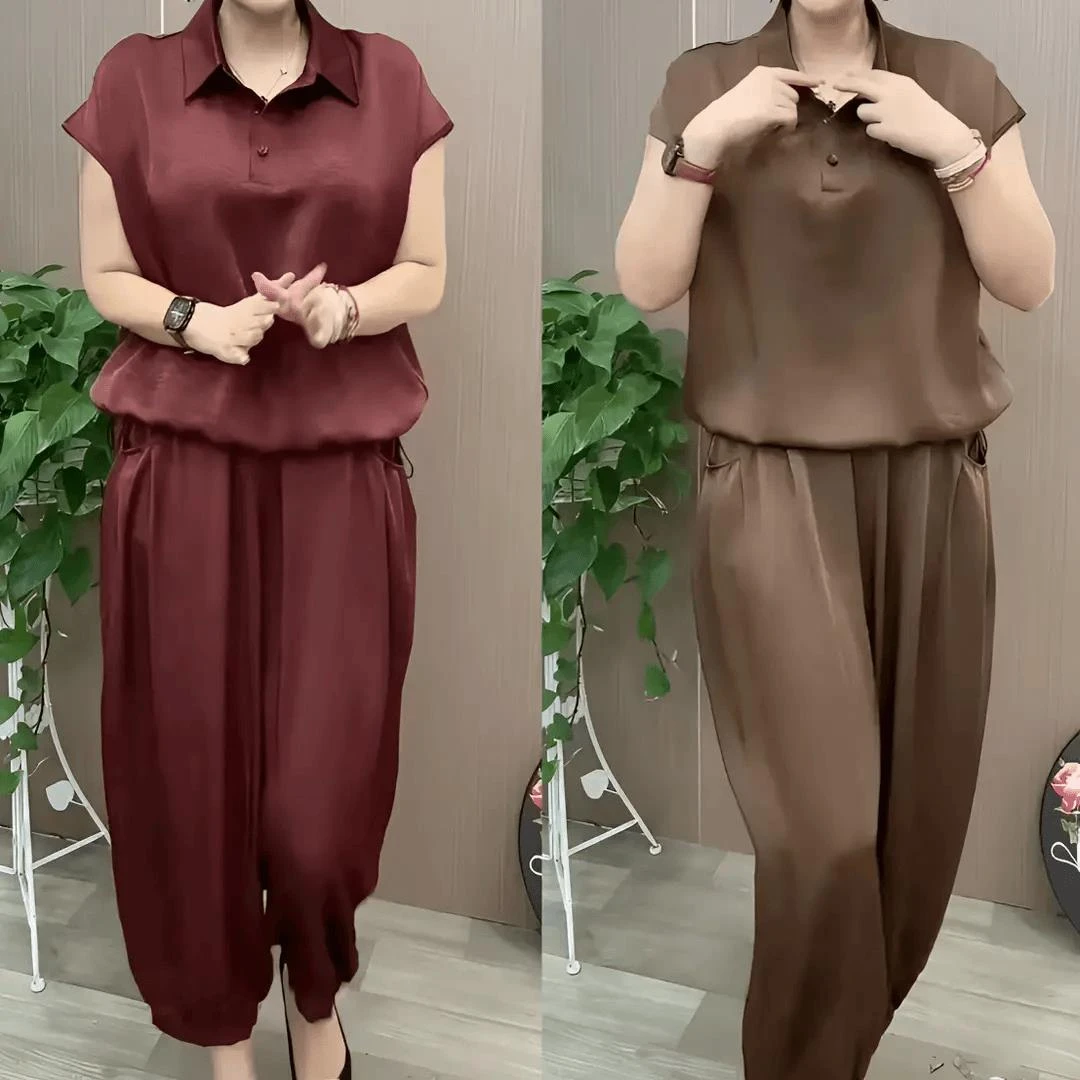 恒源祥彩羊妈妈装夏装2025新款套装高贵夫人气质两件套母亲节服饰