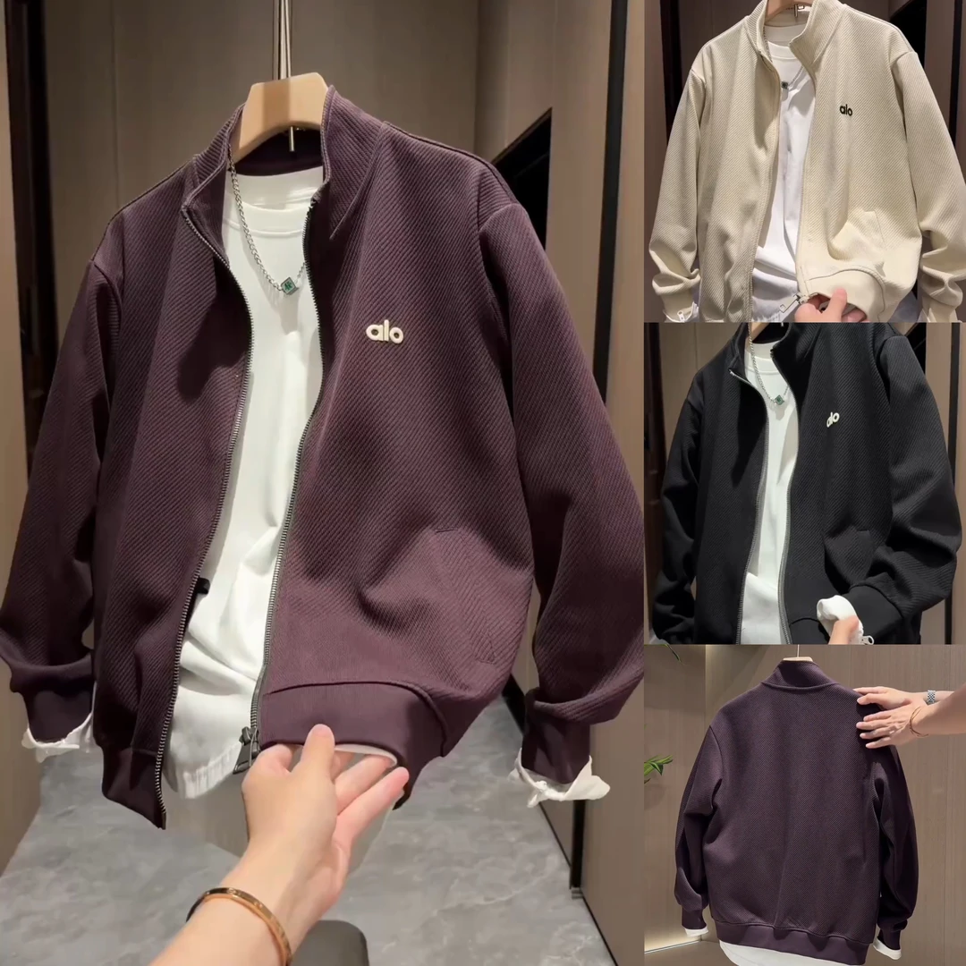 秋季潮牌纹理拼接刺绣百搭时尚男士上衣