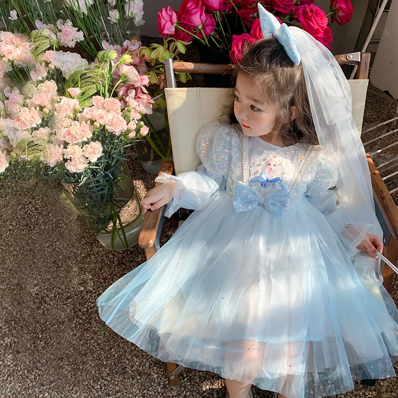 爱莎公主裙女童秋装2025新款女宝宝春秋款裙子秋季儿童网纱连衣裙