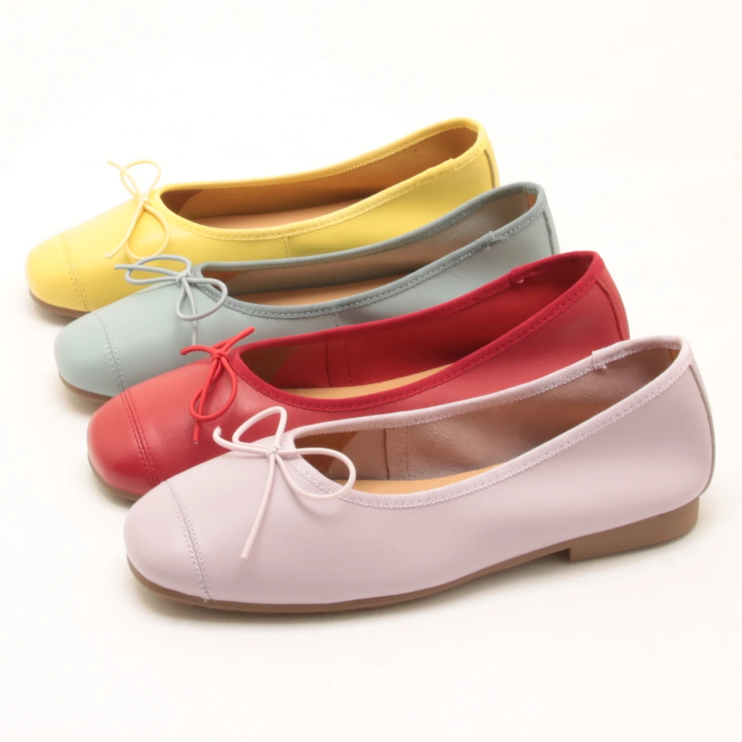 6710春夏新款真皮蝴蝶结浅口小香风单鞋女简约舒适圆头软底奶奶鞋