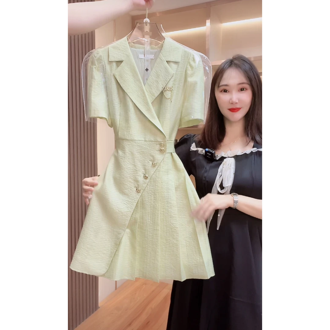 【现货 下午发】1705气质收腰短袖显瘦连衣裙