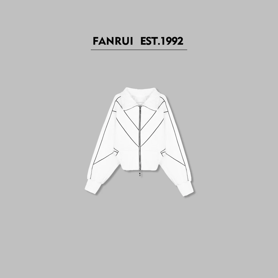 FANRUI/泛芮「水星贝母 」精梳棉立领时尚设计感卫衣外套女B14733