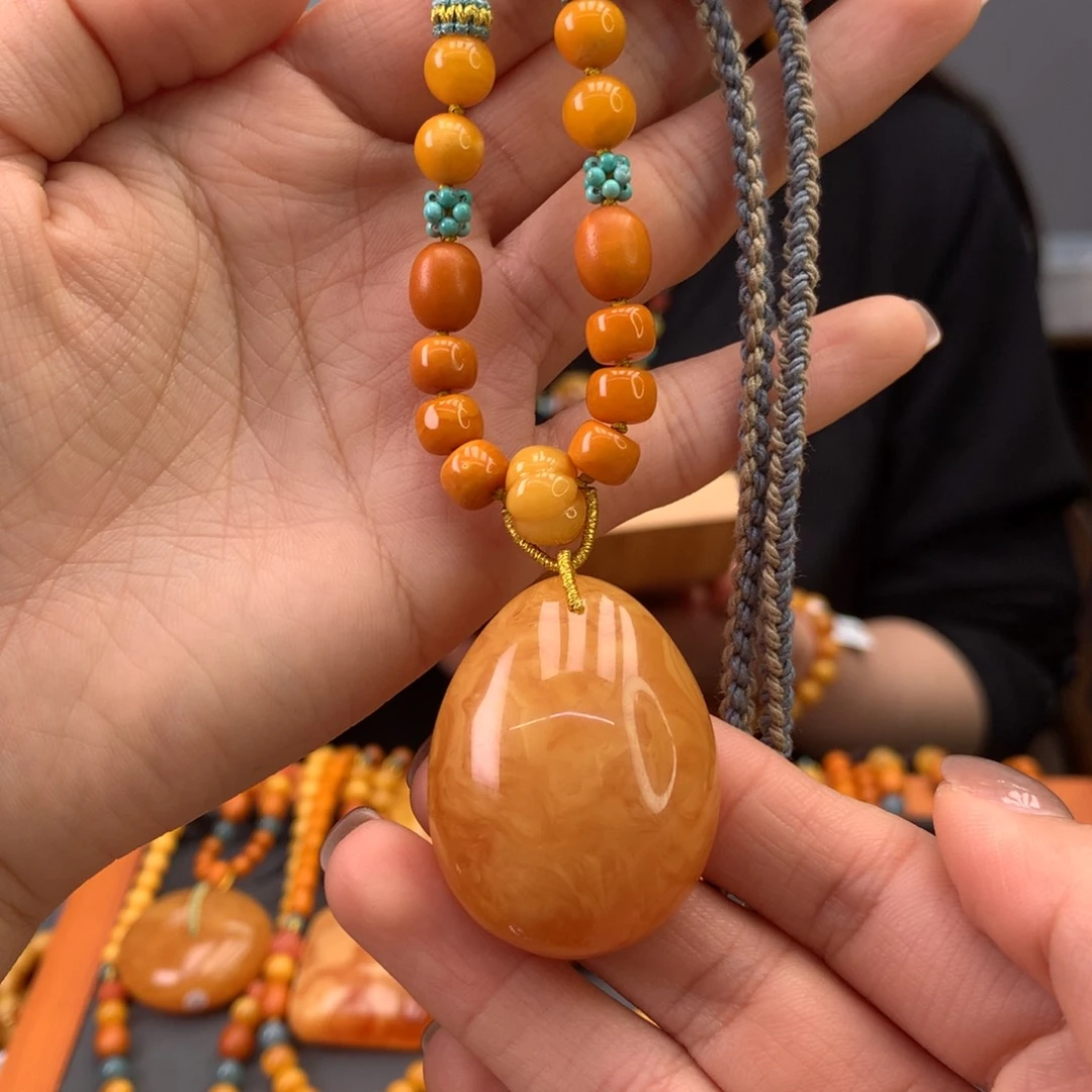 蜜蜡颈饰未镶嵌水滴