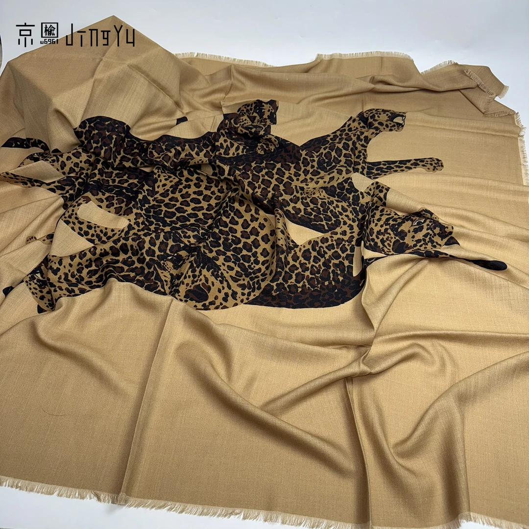 京榆 丨猎豹丨100%澳洲绵羊毛秋冬保暖超大方巾围巾披肩外搭135cm