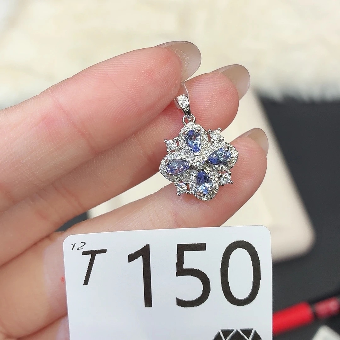 银S925镶嵌坦桑石珠宝奇石