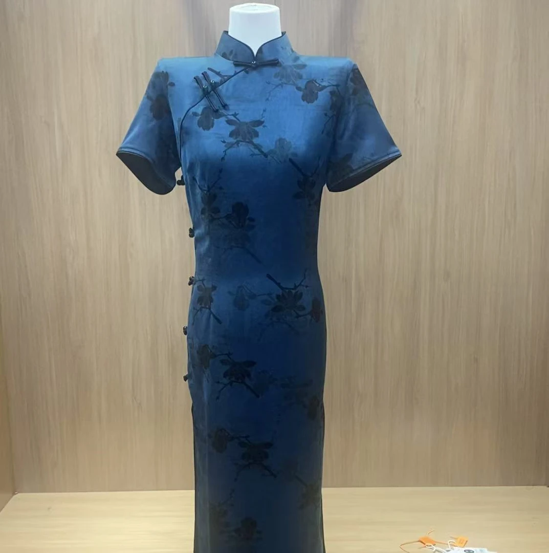 【湖水蓝玉】2025年春夏新款高级气质优雅旗袍