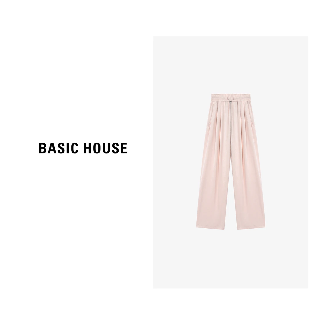 Basic House/百家好夏季垂感直筒高腰休闲长裤-B0624B5R062