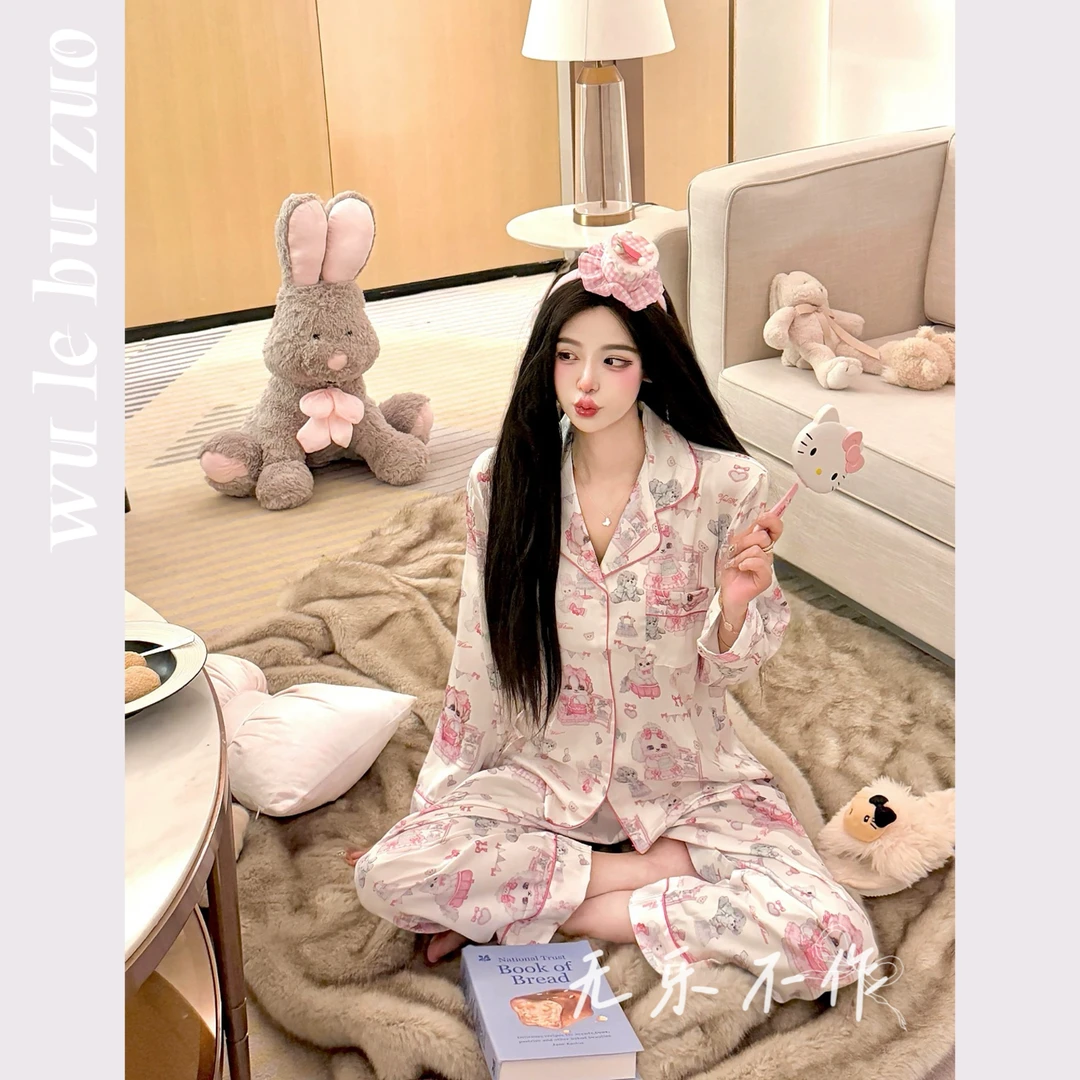 猫咪裁缝铺芭比风奶乎乎可爱纯欲冰丝睡衣套装家居服甜美嗲系薄款