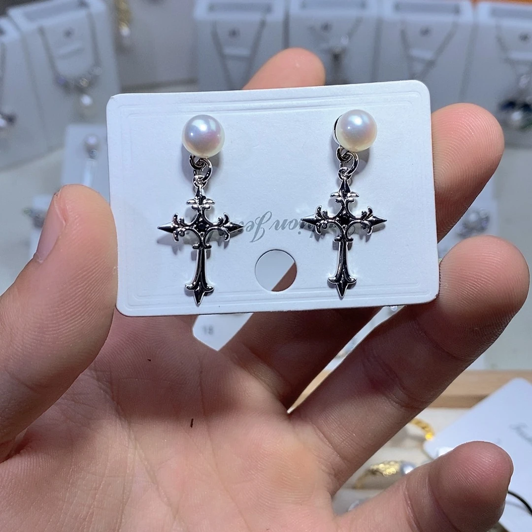 淡水珍珠耳饰银S925镶嵌