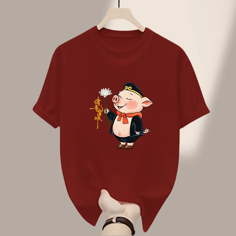 新中式创意国潮纯棉圆领男士短袖T恤夏季百搭时尚印花圆领半袖男t