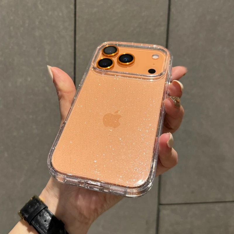 适用iphone17promax手机壳新款全包防摔17Air透明闪粉软边硬底壳