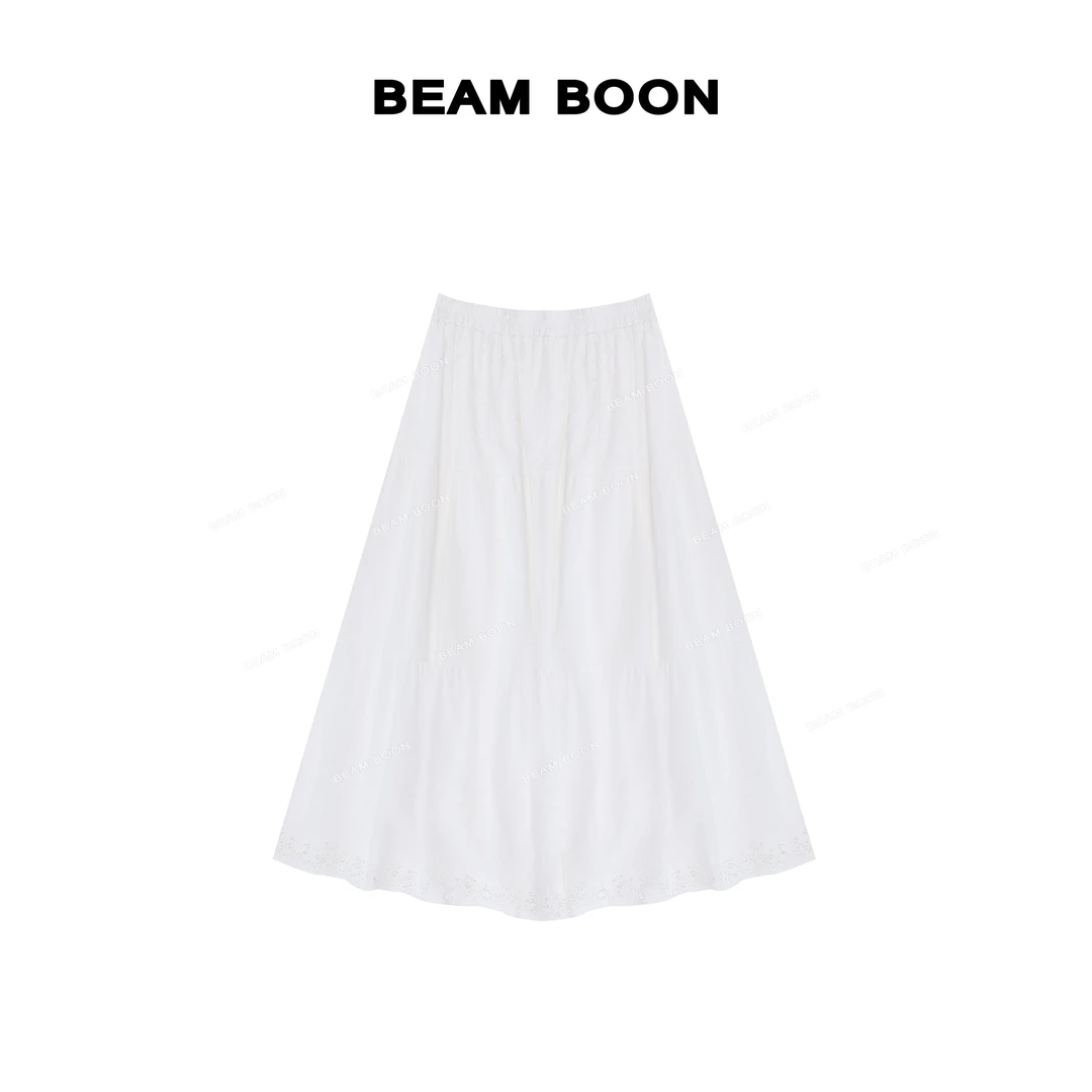 Beam Boon |【蛋糕裙】重工蕾丝提花拼接镂空A字百搭显瘦半身裙