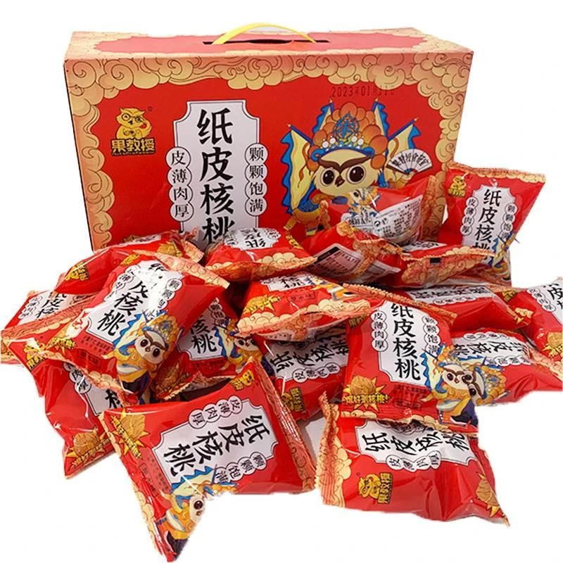 果教授纸皮核桃2斤手剥新疆薄皮草本味好核桃熟185礼盒装2023新货