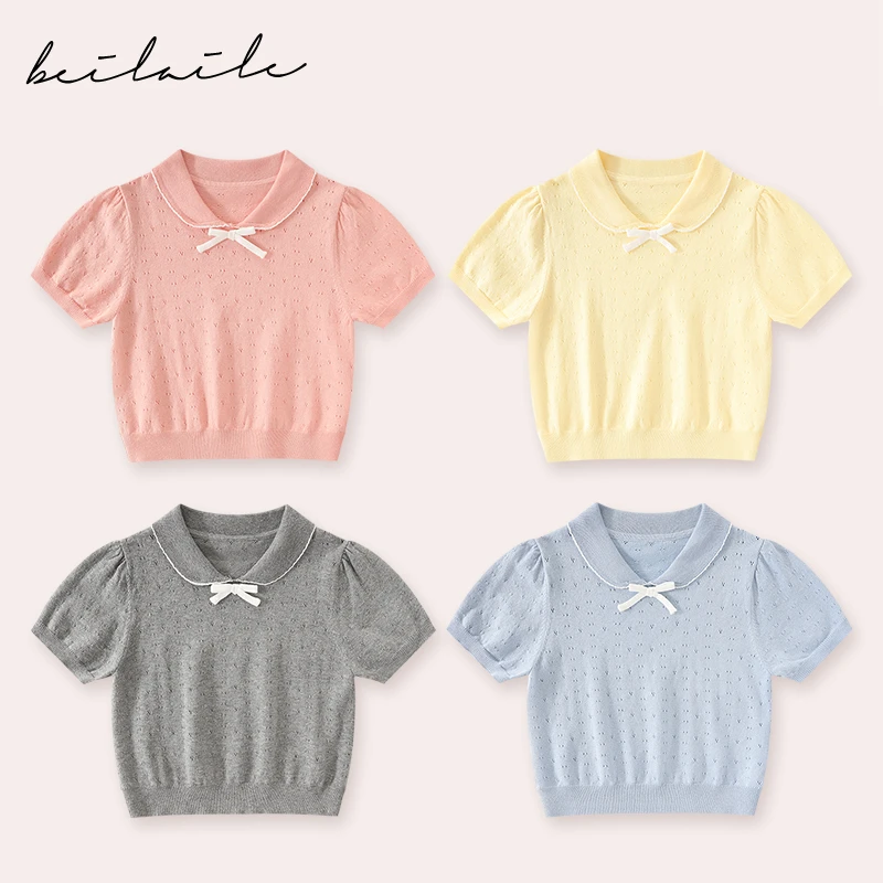【棉镂空毛衣T恤上衣】婴儿装女童背心T恤夏装女宝宝打底衫D25